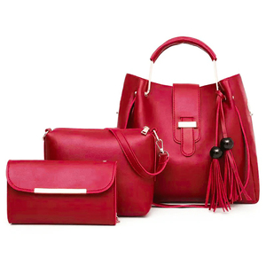 Elegantes bolsos de cuero genuino OEM, juego 3 en 1, bolso tote para mujer con billetera/monedero y bolsos cruzados, bolso de hombro de 3 piezas para damas - Product Image 4