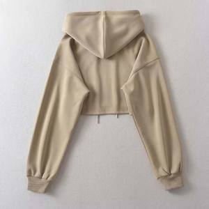 Sudadera Corta de Tela Suave para Mujer, Sudadera Informal de Manga Larga, Mezcla de Algodón Transpirable y Cómoda, Sudadera Corta a la Moda - Product Image 4