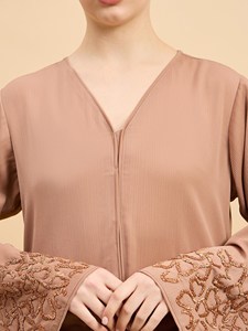 Abaya de Invierno para Mujer, Modesta, Ligera, Transpirable, de Secado Rápido, de Poliéster, con Cuello Alto, Manga Larga, Bordado, Corte Holgado, Larga hasta el Suelo - Product Image 6