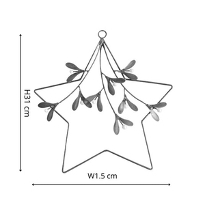 Elegante Corona de Metal Plateado con Estrellas y Acentos de Bayas Blancas, Perfecta para Decoración Festiva de Pared o Ventana - Product Image 2
