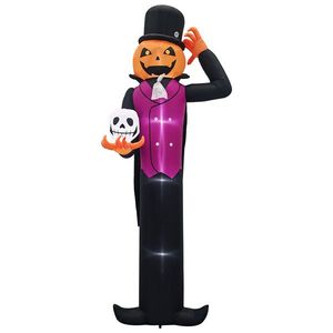 Decorazioni Gonfiabili Giganti di Halloween in PVC da 3,6 Metri, Zucca Umana con Teschio e Luci LED per Feste, Giardino e Prato - Product Image 2