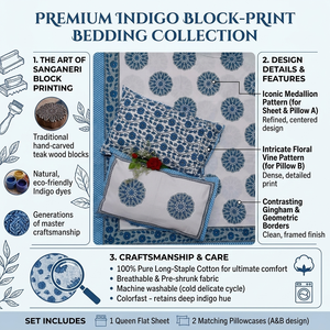 Block Printed Handmade Cotton Bed Sheets OEM wholesale private label export quality for global buyers. - Product Image 6