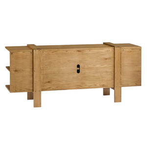 Aparador de Madera de Teca Sólida de 72 Pulgadas con Estantes Abiertos y 2 Puertas - Product Image 5
