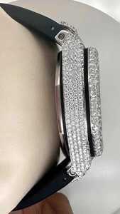 Montre automatique de luxe personnalisée avec moissanite VVS, cadran rond, style hip-hop, bracelet en caoutchouc premium - Product Image 2