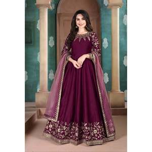 ชุด anarkali ดีไซเนอร์ที่มีก้นและ dupatta สำหรับงานปาร์ตี้พรหม - Product Image 5