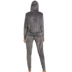 Top Trending Custom Hot Selling Tracksuit Plus Size Women's Zip up Cotton Hoodie and <b>Jogger</b> Set 2 Pieces Velvet Suit for Women - Product Image 3