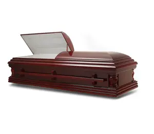 东正教犹太实木棺材葬礼棺材，带白色内部墓葬穹顶组合床木制棺材和棺材