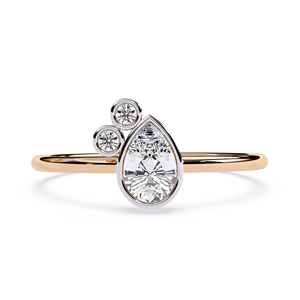 แหวนทองคำแท้ 14k ทรงคลาสสิกประดับเพชรทรงหยดน้ำและทรงกลมสำหรับผู้หญิง เหมาะสำหรับงานหมั้น งานครบรอบ และงานแต่งงาน - Product Image 5