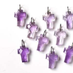 Pendentif Croix Sainte en Améthyste Rose AAA, Charme en Argent 925 Sculpté à la Main, pour Fabrication de Bijoux, Vente en Gros - Product Image 4