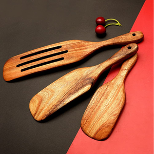 Juego de espátulas y cucharas de madera para mezclar pan de masa madre, hechas a mano, de madera natural, para cocina. - Product Image 4