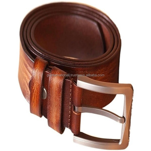 Cinturón de negocios de diseñador personalizado de lujo al por mayor de fábrica para hombres cuero genuino estilo formal informal con hebilla de latón - Product Image 4