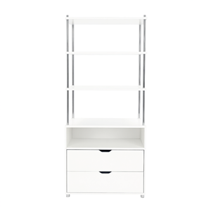 Armario de Almacenamiento Modular Moderno con Estructura Metálica, 3 Cajones + 3T, Color Blanco/Plateado, Organizador de Almacenamiento para el Hogar - Product Image 2