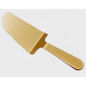 Stainless Steel Metal Round Design Handle Amazing Stainless Steel <b>Gold</b> Plated Cheese Slicer Spreader Set - Product Image 4