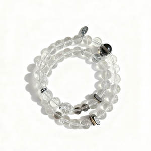 Bracelet double couche en perles de quartz blanc naturel pour femmes, bijoux romantiques de luxe - Product Image 1