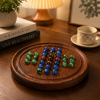 Jeu de solitaire en marbre sur plateau en bois artisanal de qualité supérieure |   Ensemble de jeux de stratégie classiques pour enfants et adultes, tablette éducative de voyage