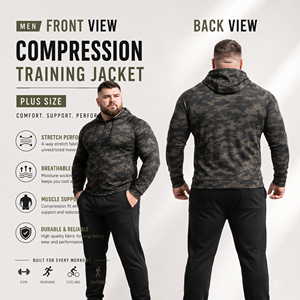 Men Camo Printed Plus Size Training <b>Jacket</b> Yoga Compression Zipper Hoodie Men's Fitness Slimming Hooded <b>Jacket</b> Men Sports <b>Jacket</b> - Product Image 3