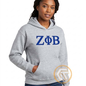 GREEK TREASURES เสื้อฮู้ดผู้หญิงแบบปรับแต่งได้สำหรับฤดูหนาว Zeta Phi Beta ปักลายด้านหน้าด้วยเครื่องจักร ระบายอากาศได้ดี ผ้าฝ้าย 100% - Product Image 2