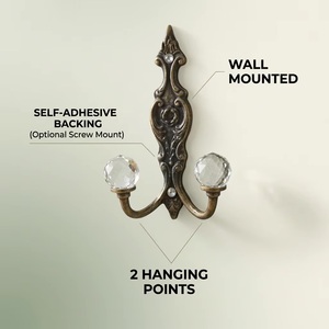 Antique Metal Wall <b>Hook</b> Crystal Knobs 1 <b>Hook</b> CROWN Pattern Waterproof Eco-Friendly Adjustable <b>for</b> <b>Towel</b> Coat Hanging - Product Image 3