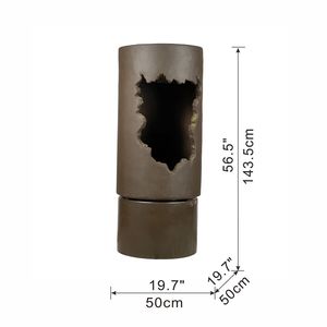 Grande Fontana d'Acqua in Cemento per Esterni 19.7x19.7x56.5 con Luce, Eleganza Contemporanea e Rilassante, Disponibili Decorazioni Floreali - Product Image 4