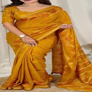 Colección Premium Nueva Variedad Mul Cotton con Hilo y Lentejuelas - Estampado Cachemir - Borde Jacquard Zari - Saree - Blusa Étnica - Product Image 1