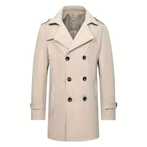 <b>Men's</b> Modern Fit <b>Long</b> Trench <b>Coat</b> Premium Fabric Windproof Belted Overcoat Comfortable Autumn Winter Outdoor Business Wear - Product Image 1
