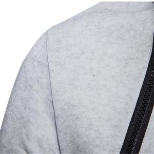 <b>Men's</b> Gray Hooded <b>Zip</b>-<b>Up</b> Sweatshirt Slim Fit Casual French Terry Hoodie Autumn Wear - Product Image 6