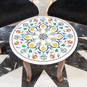 Plateaux de table contemporains en marbre incrusté, pierre naturelle et résine, résistants au feu, écologiques, pour usage intérieur/extérieur, dessus de meuble de salle de bain pour hôtel - Product Image 3