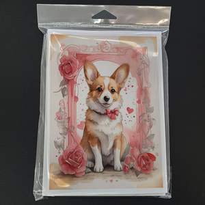 Corgi Valentine Roses lunatique A7 taille 5x7 cartes vierges paquet de 8 cartes de voeux vierges avec enveloppes - Product Image 3