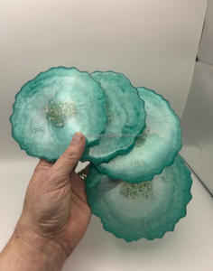 Création intemporelle ronde en résine époxy Coaster Glitter Style Wood Craft pour cadeau de Noël avec motif océan et fleur - Product Image 2