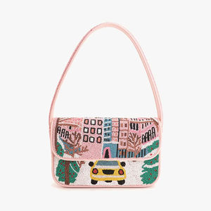 Sac à bandoulière carré durable avec perles brodées, fermeture magnétique, léger et portable, sac à main tendance - Product Image 1