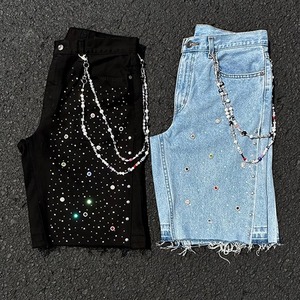 Shorts en jean pour hommes, impression personnalisée, tendance streetwear, shorts en jean avec chaînes pour hommes - Product Image 5