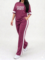 OEM ODM Logo personnalisé Ensemble 2 pièces pour filles et adultes, hiver, écologique, léger, uni, T-shirt oversize et pantalon large respirant