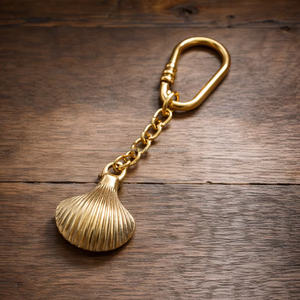 Llavero vintage de latón con acabado dorado, llavero de concha marina de metal, estilo playero, para regalo y recuerdo. - Product Image 5
