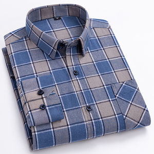 Custom Men's Plaid Flannel Shirt Long Sleeve Button Down Organic 100% Soft Cotton Checkered Casual Streetwear Workwear Overshirt - Product Image 3