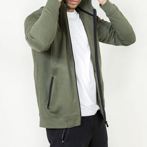 Sudadera con Capucha y Cremallera de Felpa 100% Algodón Grueso Transpirable para Hombre, Color Liso, Invierno, con Bolsillos, Servicio OEM - Product Image 1