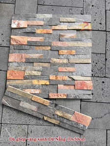 Revêtement mural en pierre naturelle empilée, panneaux de pierre d'ardoise jaune pour la décoration murale extérieure des villas - Product Image 6