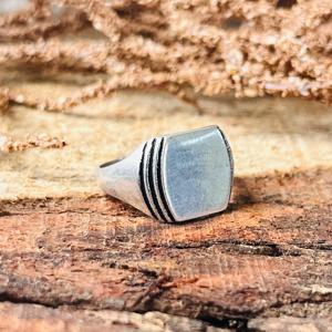 Geometric Minimalist Brass <b>Ring</b> <b>Men</b> Silver Plated Signet Band Oxidized Silver Finish Wholesale Silvereye Third Party Certified - Product Image 1