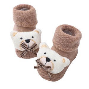 Chaussettes Bébé en Peluche 3D Motif Visage d'Ours Mignon, en Coton Biologique Tricoté, Antidérapantes, Design Dessin Animé pour 0,5-3 Ans, Idéales pour le Printemps - Product Image 4