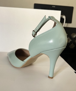 Elegantes Sandalias de Tacón Alto de Cuero Genuino Verde Menta para Mujer, Punta Puntiaguda, Correa con Hebilla, para Todas las Temporadas - Product Image 6