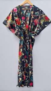 ชุดคลุมชายหาดผ้าฝ้ายลายดอกไม้สไตล์โบฮีเมียน ไซส์พลัส ชุดเดรสยาว - Product Image 3