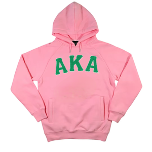 Sudadera con Capucha Rosa AKA, Bordado Verde Chenille, Sudadera para Mujer de la Hermandad Griega, Prenda de Moda Informal, Suave y Elegante - Product Image 1