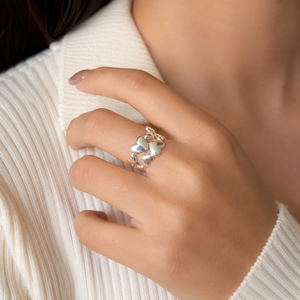 Heart Shape Punk Style 18k Silver Plated Brass <b>Adjustable</b> <b>Ring</b> for Women Unisex Engagement Anniversary Fashion Jewelry Mode - Product Image 3