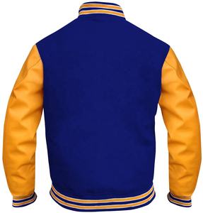 Custom Chenille Patches Logo Letterman Varsity <b>Men</b> Baseball <b>Jackets</b> With Leather Sleeves - Product Image 2