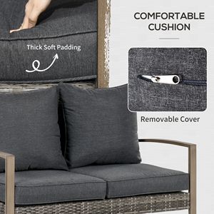 Set di Mobili da Giardino in Rattan PE a 4 Pezzi: Sedie a Dondolo, Divanetto, Divano da Esterno con Cuscini e Telaio in Alluminio - Product Image 6