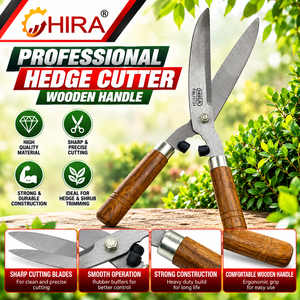 HIRA 15721 Professional Hedge <b>Cutter</b> Wooden Handle Steel Blade <b>Garden</b> Pruning Shears - Product Image 1