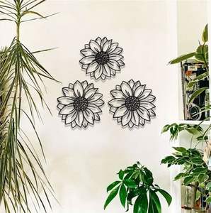 Décoration murale en métal en forme de fleur, sculpture florale décorative, décoration intérieure pour salon, chambre, bureau, café, hôtel, accent décoratif moderne - Product Image 3