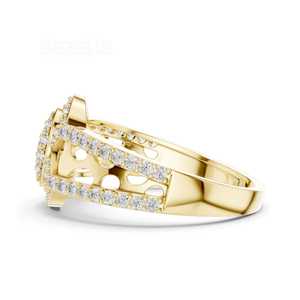 Anillo de halo con diamantes cultivados en laboratorio en oro rosa con detalle de doble racimo, diamante cultivado en laboratorio de corte brillante redondo, anillo de oro rosa. - Product Image 2