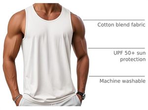 Men's <b>White</b> Cotton <b>Tank</b> <b>Top</b> O-Neck Knitted Solid Color Breathable Casual Muscle Fit <b>Tank</b> <b>Top</b> - Product Image 6