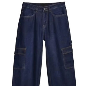 Pantalones Vaqueros Casuales de Moda para Hombre, Estilo Cargo Holgado con Botones, Jeans de Mezclilla para Hombre - Product Image 1