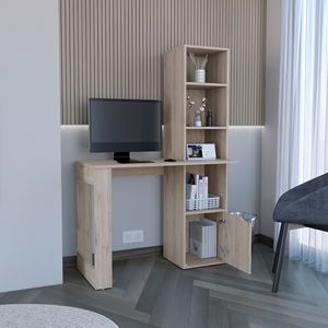 DEPOT E SHOP Escritorio Ripley gris claro con estantería y gabinete, conjunto de escritorio funcional para computadora - Product Image 5